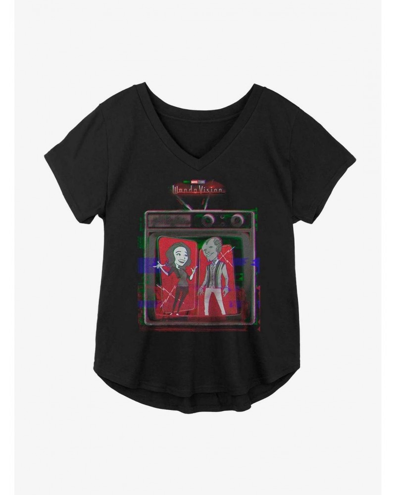 Limited-time Offer Marvel WandaVision Retro Glitch Television Girls Plus Size T-Shirt $8.32 T-Shirts