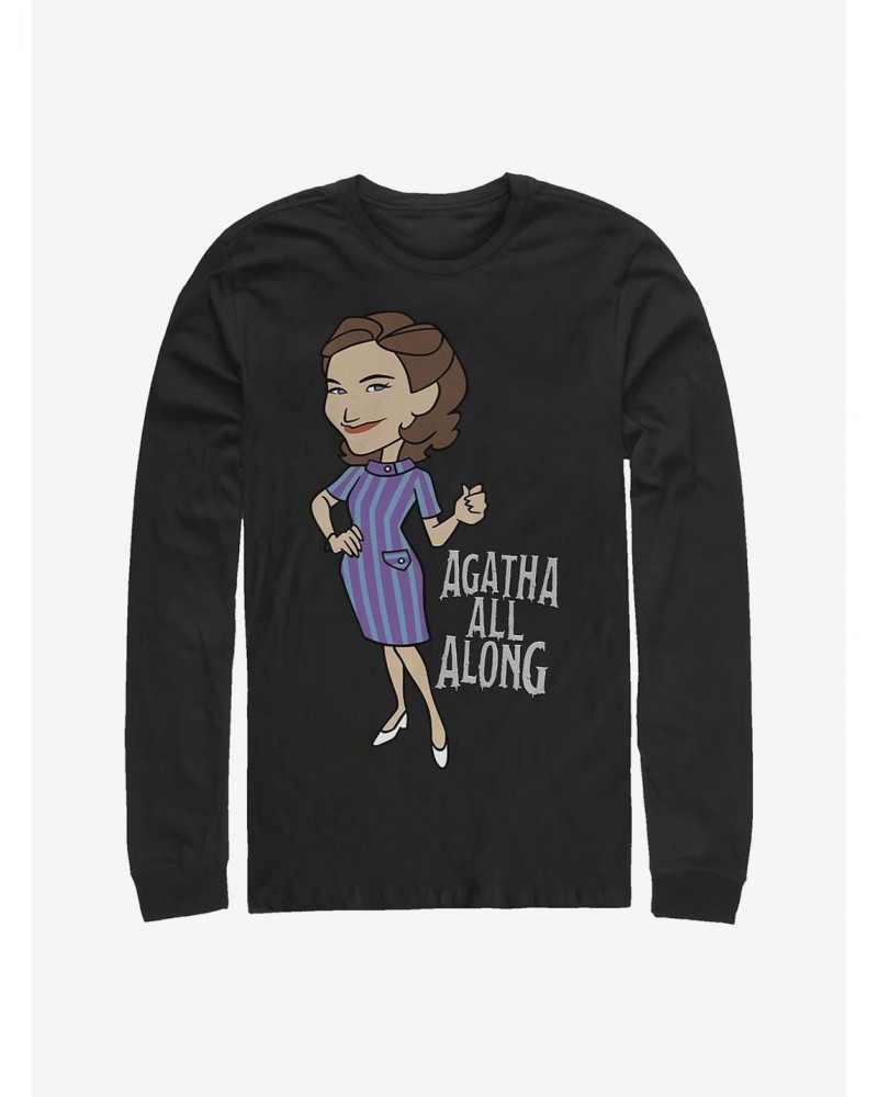 Cheap Sale Marvel WandaVision Agatha All Along Long-Sleeve T-Shirt $12.11 T-Shirts