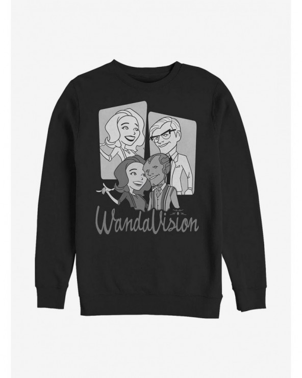 Pre-sale Discount Marvel WandaVision Retro Character Panels Crew Sweatshirt $9.45 Sweatshirts