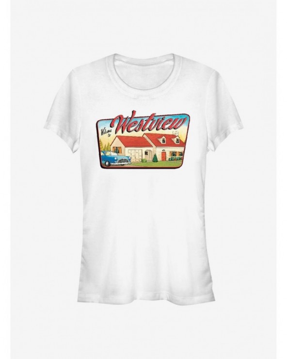 Fashion Marvel WandaVision Westview Welcome Girls T-Shirt $7.97 T-Shirts