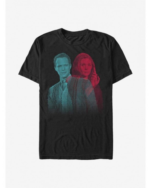 Hot Sale Extra Soft Marvel WandaVision Glitchy Overlay Wanda Vision T-Shirt $9.54 T-Shirts