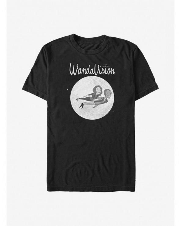 Exclusive Price Marvel WandaVision Unusual Couple Flying Cartoon T-Shirt $11.47 T-Shirts