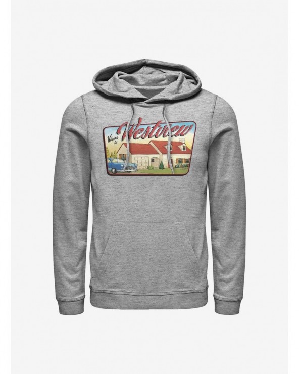 Hot Sale Marvel WandaVision Westview Welcome Hoodie $11.85 Hoodies