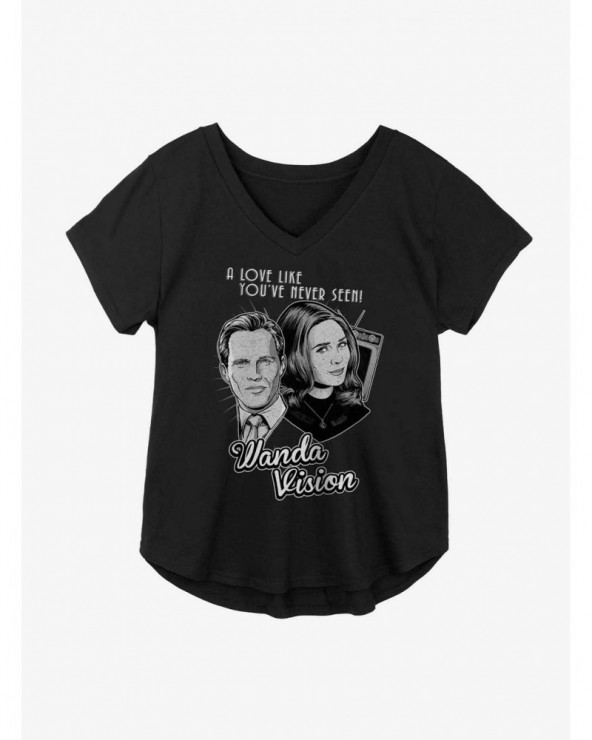 Limited Time Special Marvel WandaVision A Love Like You've Never Seen Monochrome Girls Plus Size T-Shirt $8.55 T-Shirts