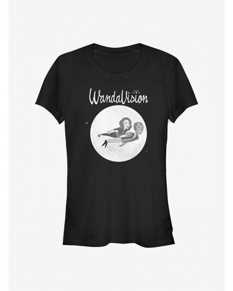 Big Sale Marvel WandaVision Unusual Couple Flying Cartoon Girls T-Shirt $8.96 T-Shirts