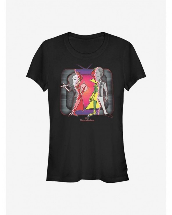 Big Sale Marvel WandaVision Retro Television Cartoon Costume Girls T-Shirt $9.96 T-Shirts