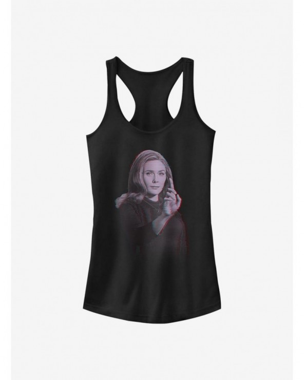 Pre-sale Marvel WandaVision Wanda Video Glitch Overlay Girls Tank $6.37 Tanks